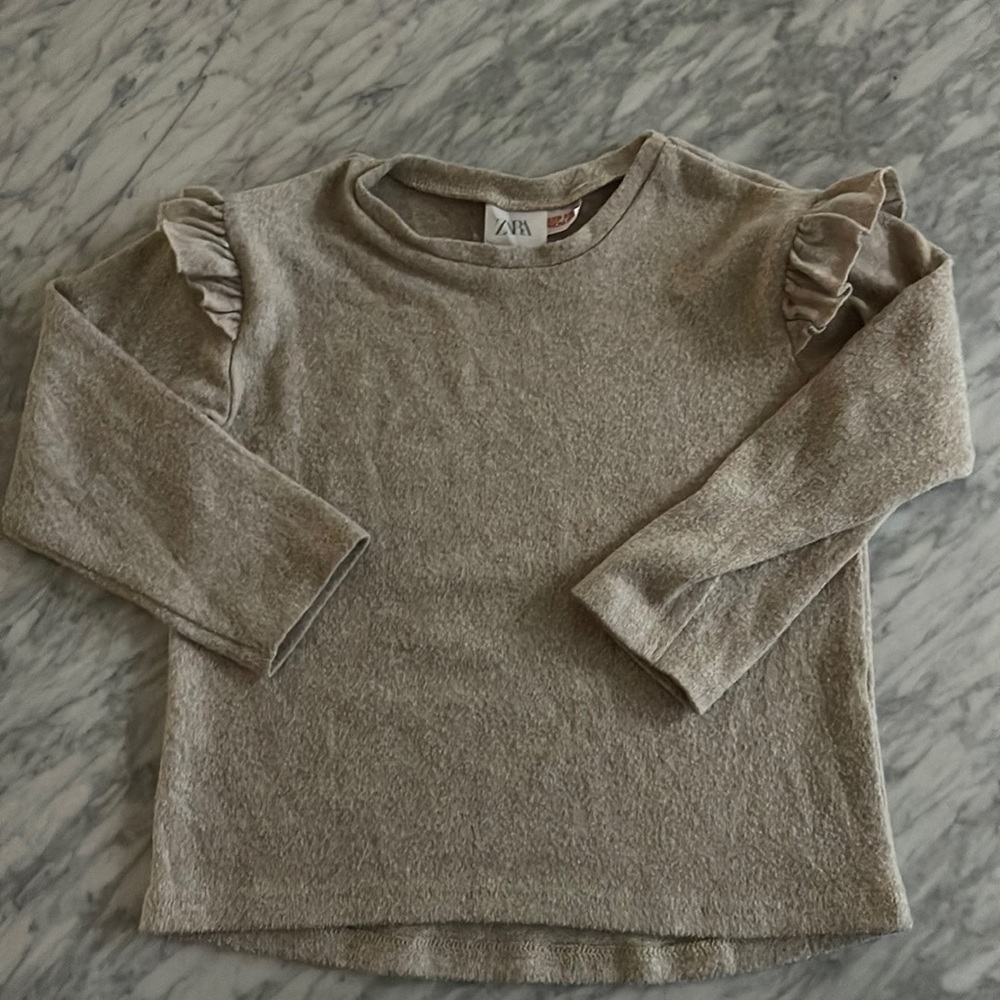 Cream ruffle shoulder Zara girls long sleeve